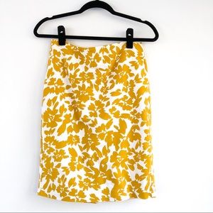 Ann Taylor Loft Yellow Patterned Pencil Skirt